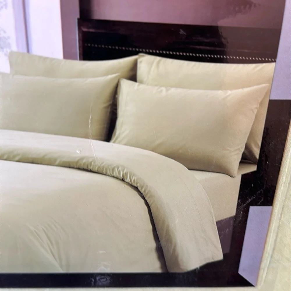 Traditional at Home 6pc Queen Sheet Set mint green Embossed Greek maze key